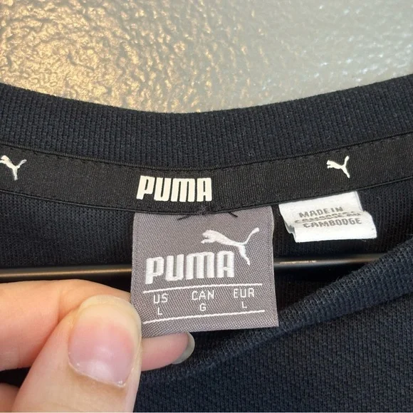 Puma Large Cropped Crew Neck Printed Sweatshirt Black - Picture 4 of 4